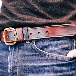 Brown Leather Belt, Handmade Men's Belt, High Quality Leather Belt, Anniversary Gift for Him image 1