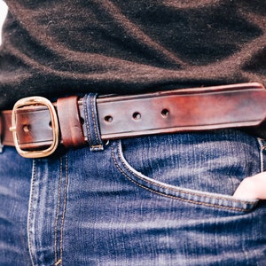Brown Leather Belt, Handmade Men&#39;s Belt, High Quality Leather Belt, Anniversary Gift for Him