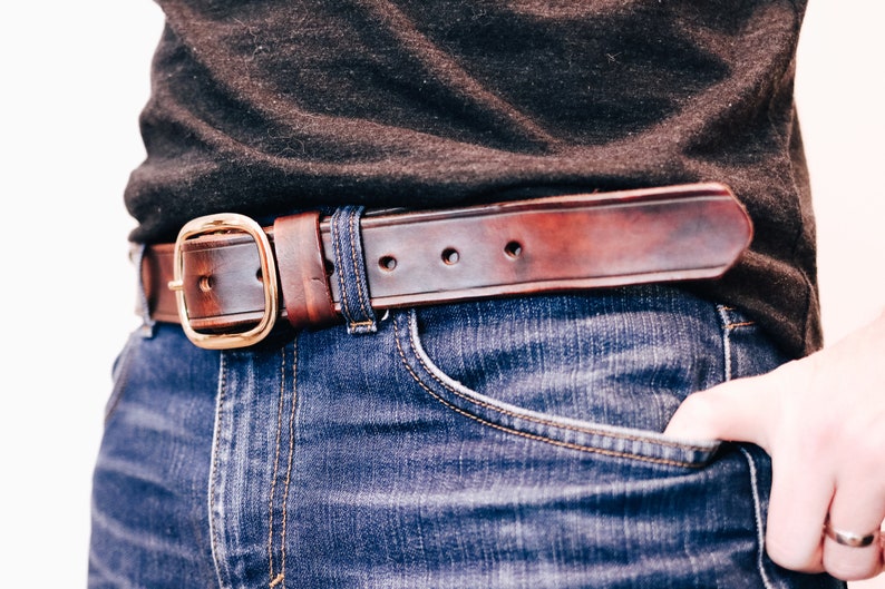 Brown Leather Belt, Handmade Men's Belt, High Quality Leather Belt, Anniversary Gift for Him image 1