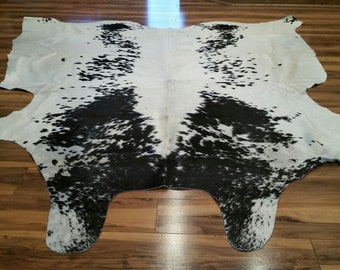 Hair on the Hide Rug, Wall Decor, Black and White X-Large, 6 ft. X 7 ft. Unique Rug, Unique Wall Decor