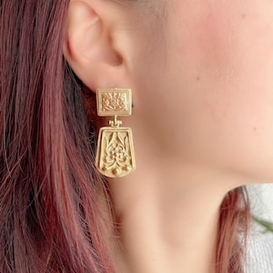 Egyptian Earrings, Egypt jewelry, Tribal Earrings, Gold plated brass, statement earrings