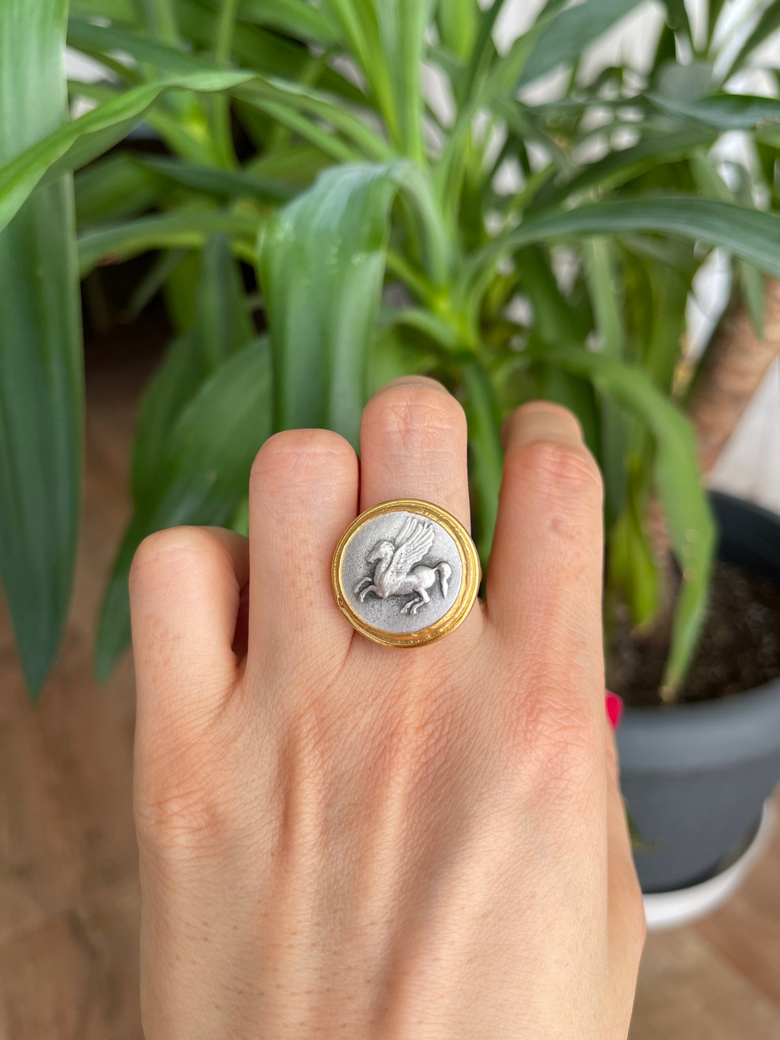 Ancient Coin Ring Roman Coin Coin Ring Gold Plated Brass Etsy