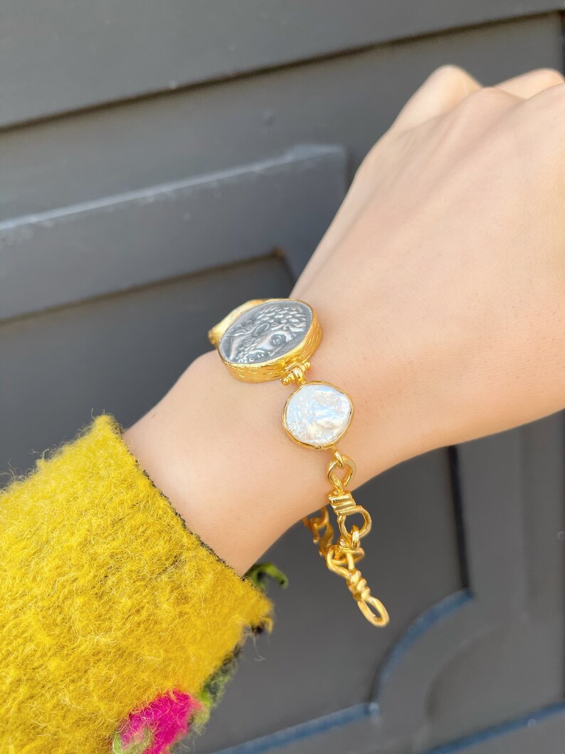 Boho bangle Ancient coin Jewelry coin accessories Ancient coin bracelet Gift for woman