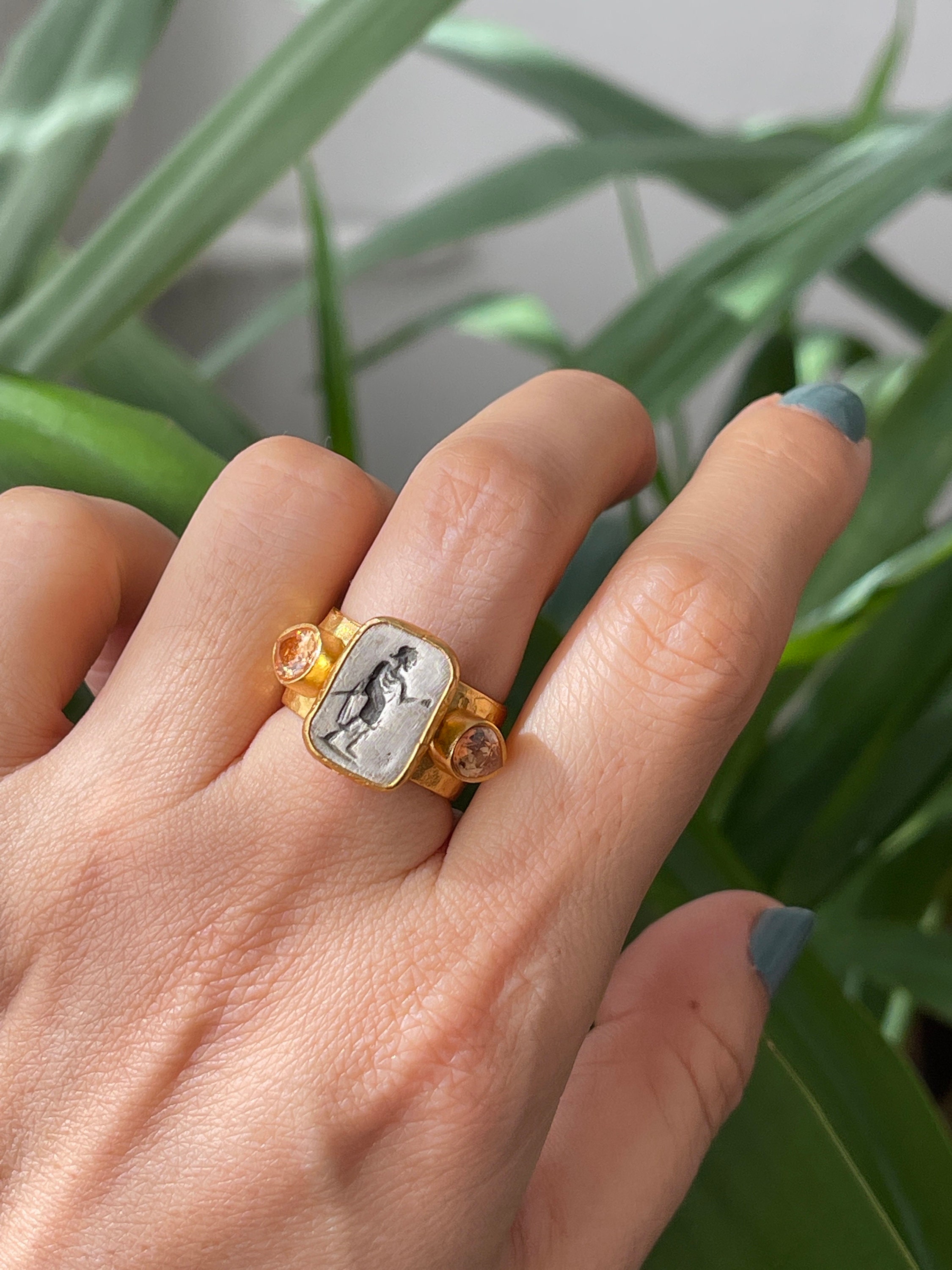 Bague dorée bohème pierre jaune - Mosaik bijoux indiens - d59