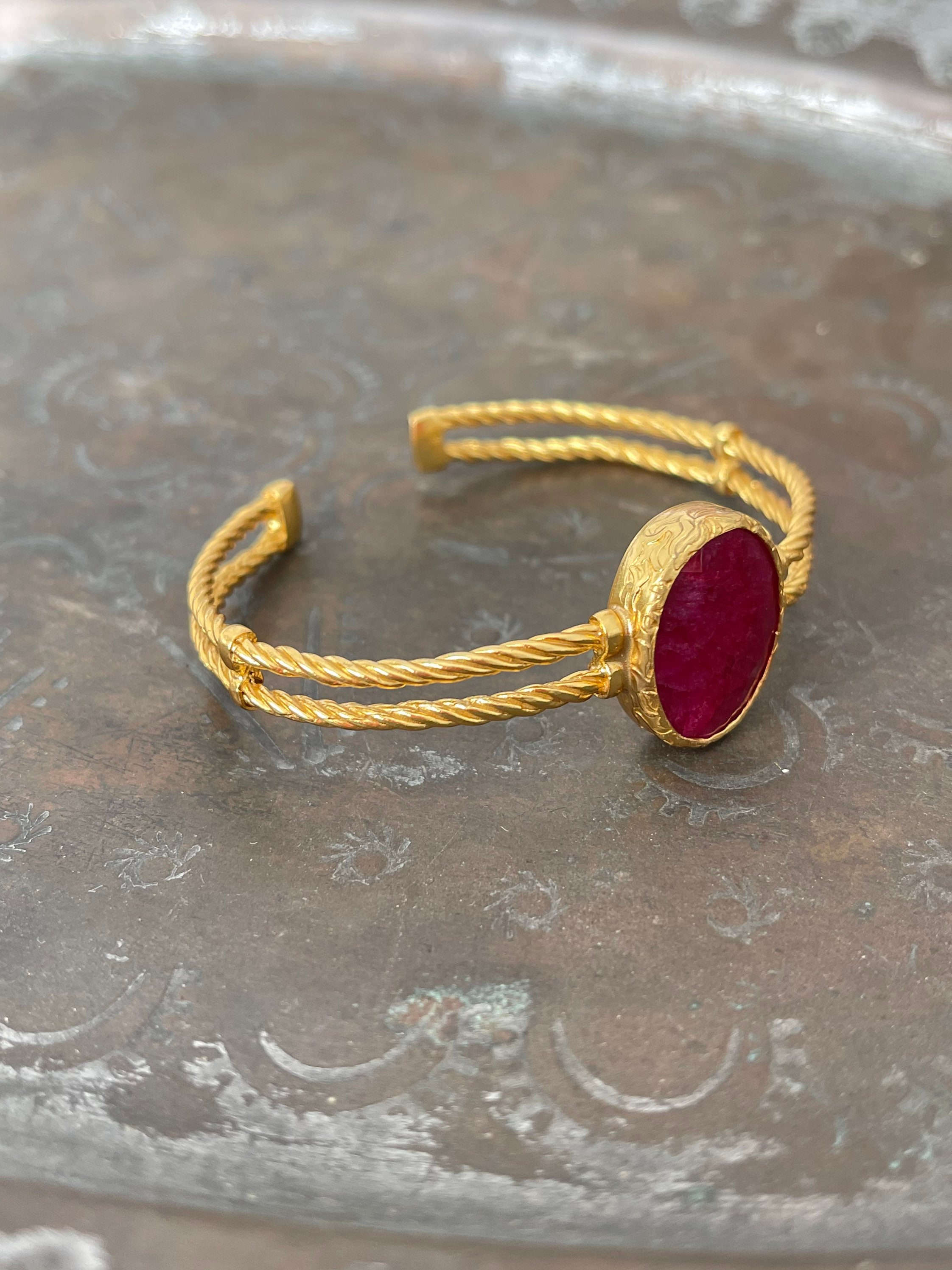 Ruby Bangle Gold Bangle Gem Stone 