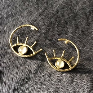 Cat’s eye Earrings, Evil eye, Evil eye earrings, Ottoman Earrings, Gold plated brass, Ottoman, gemstone earrings, Stud earrings