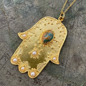 Hamsa Halskette, Hamsa Hand Halskette, Fatma Hand Halskette, Fatima Hand Halskette, Geschenk für Frau, Geschenk für Valentines, Türkis Halskette