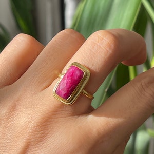 Ruby Rings, Turkish ring, Ottoman Rings, Gold plated brass, Ottoman style, gemstone Rings, Statement ring, Free size