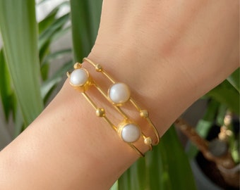 CHAIN PEARL BANGLE (Brass) - 一部予約商品（6/27頃発送）