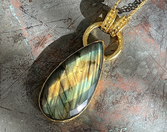 Labradorite necklace, Ottoman jewelry, Ottoman necklace, Gem stone necklace, Boho necklace, Gift for woman, statement necklace