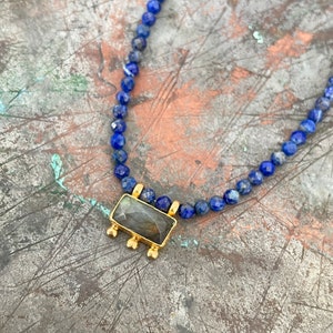 Lapis lazuli and labradorite necklace, labradorite jewelry, Ottoman necklace, Boho necklace, Gift for woman