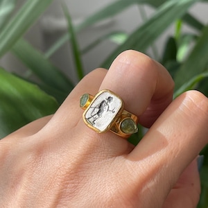 Ancient coin ring, Ancient Coins, Gold plated brass, Statement ring, Coin rings,  Free size