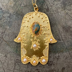 Hamsa Halskette, Hamsa Hand Halskette, Fatma Hand Halskette, Fatima Hand Halskette, Geschenk für Frau, Geschenk für Valentinstag, Türkis Halskette