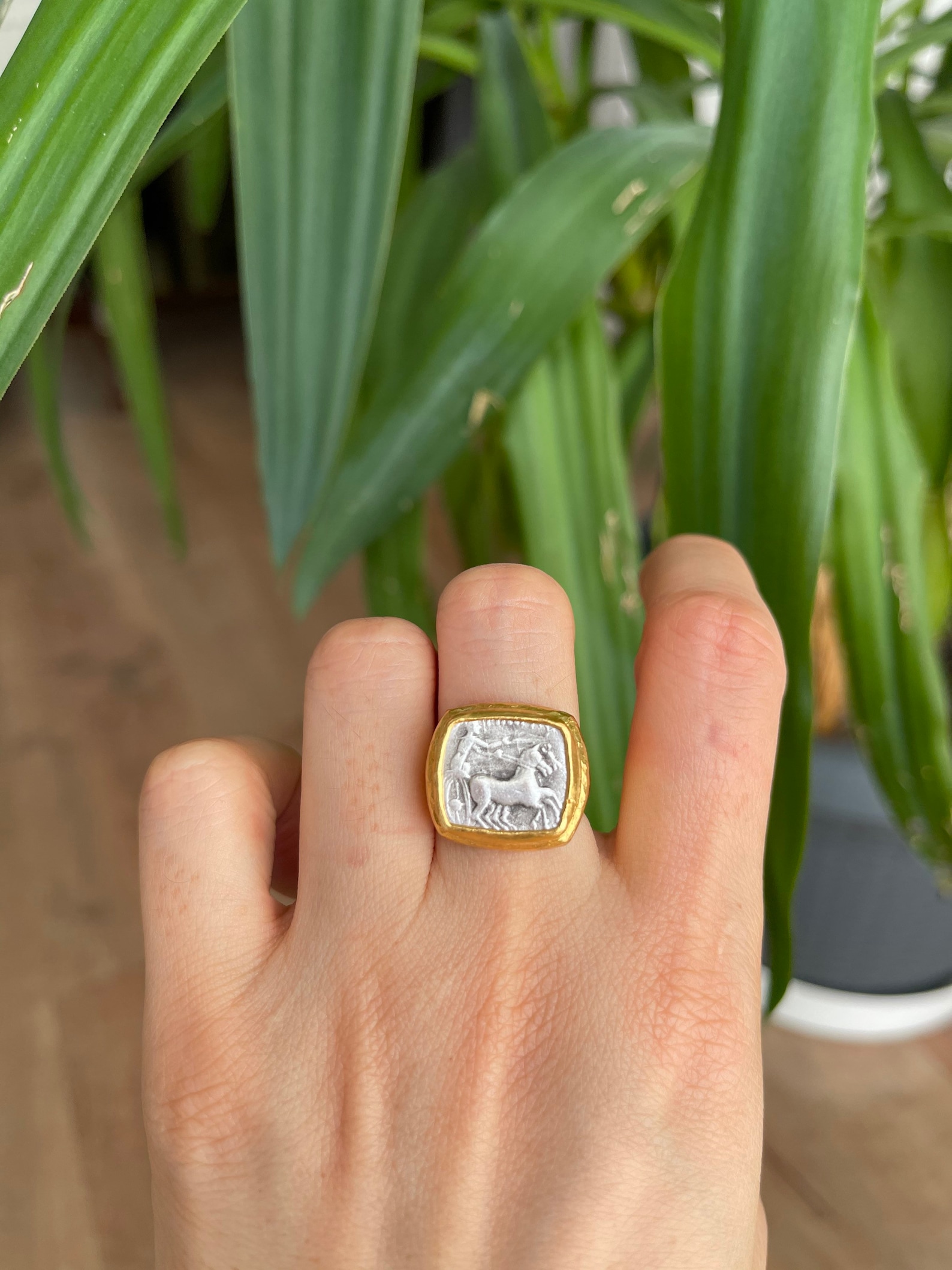 Ancient Coin Ring Roman Coin Coin Ring Gold Plated Brass Etsy