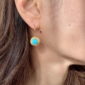 Turquoise Earrings, Ottoman Earrings, Gold plated brass, Ottoman style collection, gemstone earrings, Turkish earrings