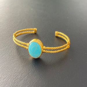 Turquoise bangle, Gold bangle, Gem Stone bangle, Gold plated, Ottoman Bangle, boho bangle, gift for women