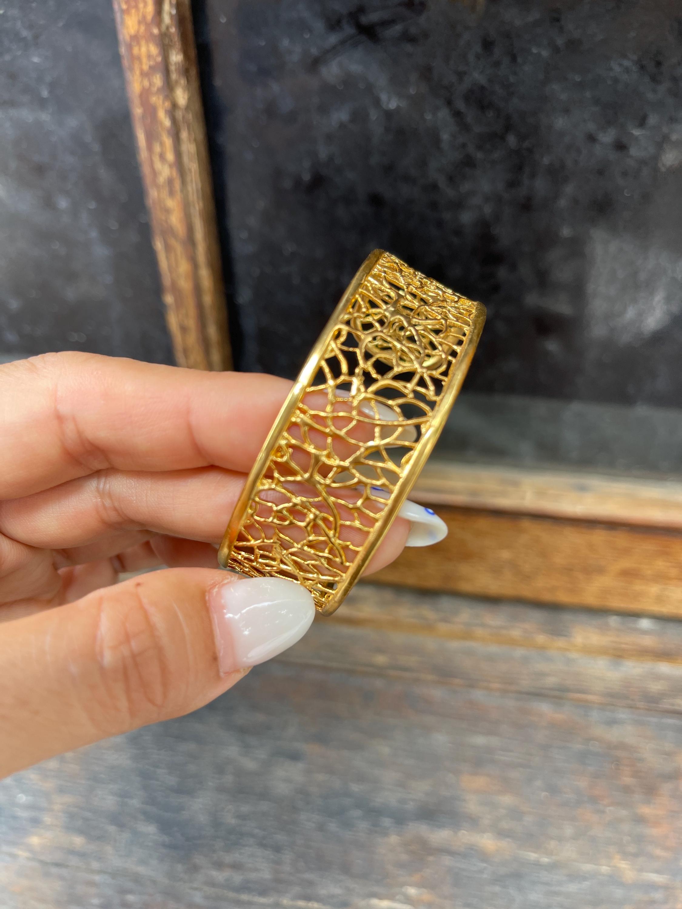 Gold Plated Brass Bangle, Turkish Design, Statement Cuff - Etsy