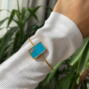 Turquoise bangle, Gold bangle, turquoise bracelet, Gold plated brass, Ottoman Bangle, Turquoise cuff, boho bangle, ottoman cuff