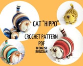 Big crochet cat pdf pattern, DIY amigurumi making animal soft toy