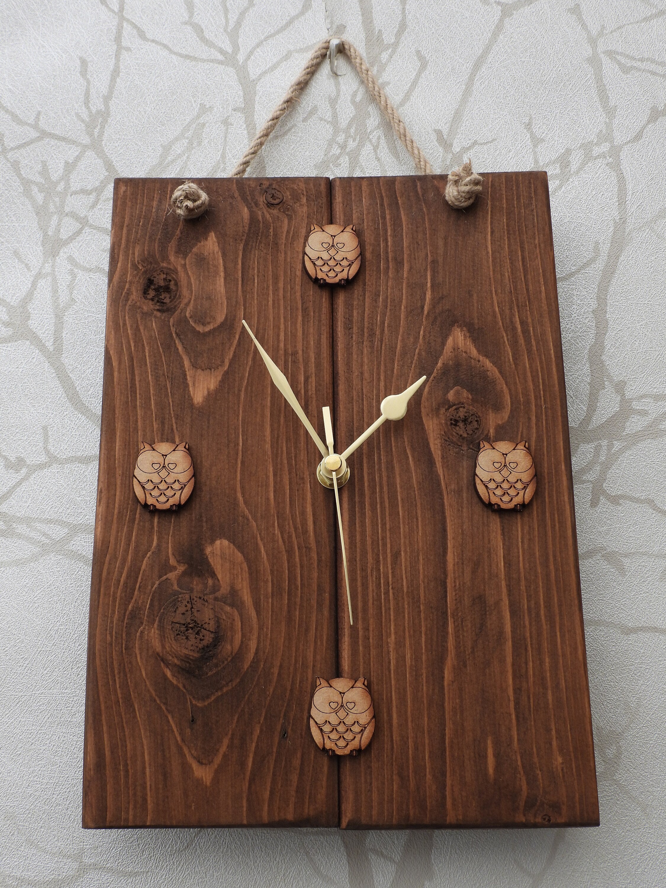Reclaimed Pallet Wood Owls, Tawny Owl Clock with Optional Gift Tag/s