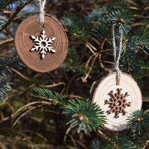 Rustic Wooden Snowflake Decorations, Snowflake Hangings, Log Slices ...