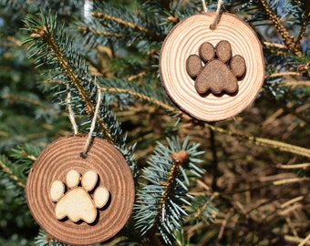 Adornos colgantes de madera rústica con huellas de perro, para colgar en la pared, etiquetas de regalo, recuerdo, rebanada de madera conmemorativa, regalos de boda, juego de 6