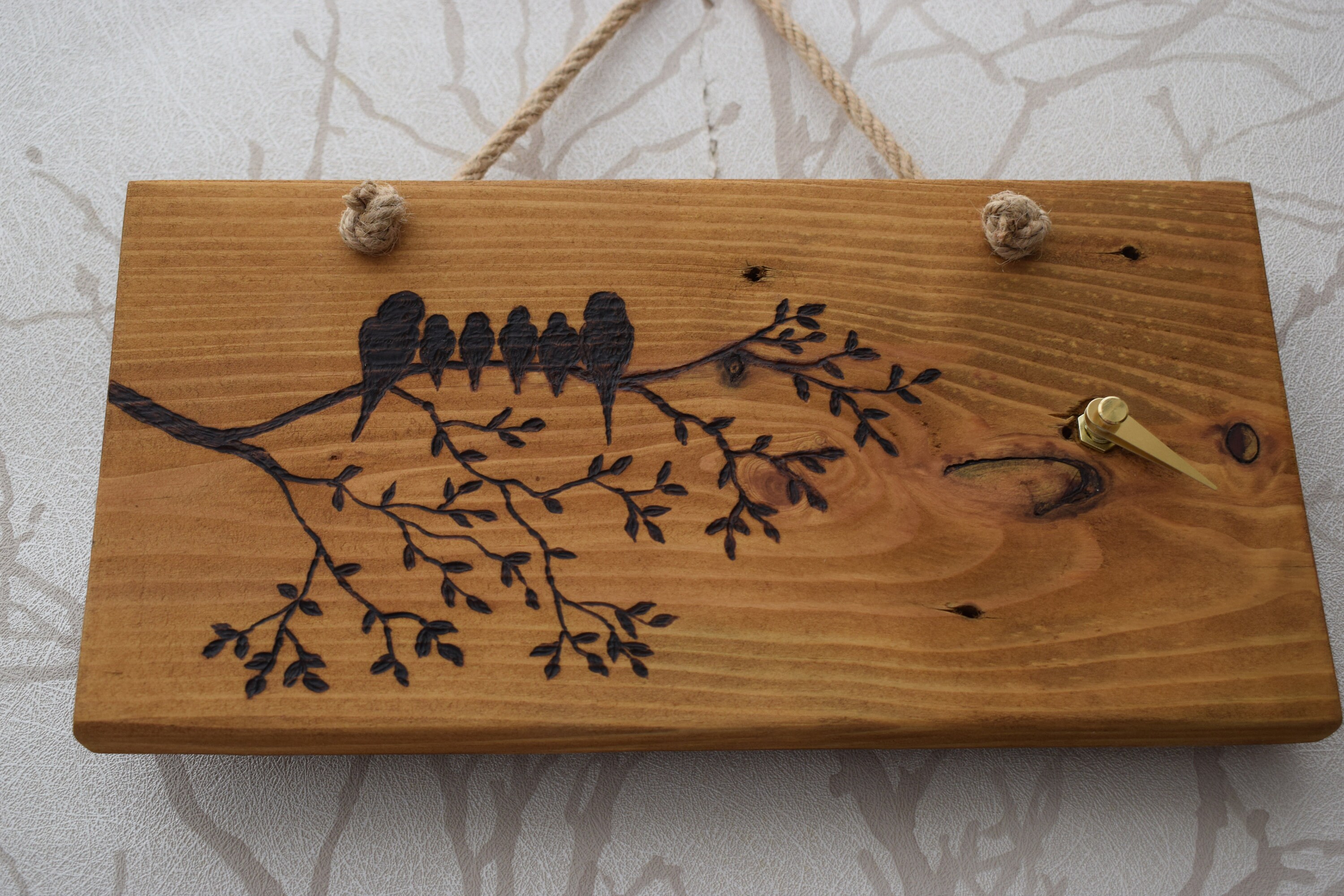 Reclaimed Wood Pyrography Family Birds Tree Branch Woodland | Etsy