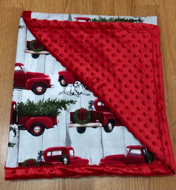 Red Truck Christmas Print Baby Blanket
