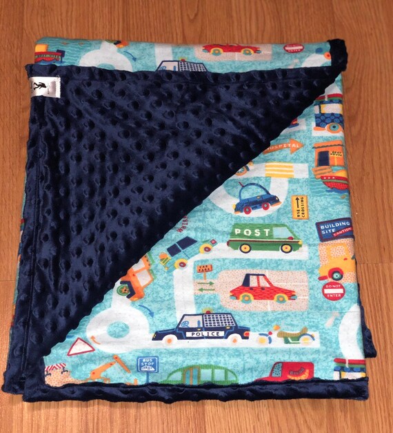 Cars and Trucks Minky Baby Blanket
