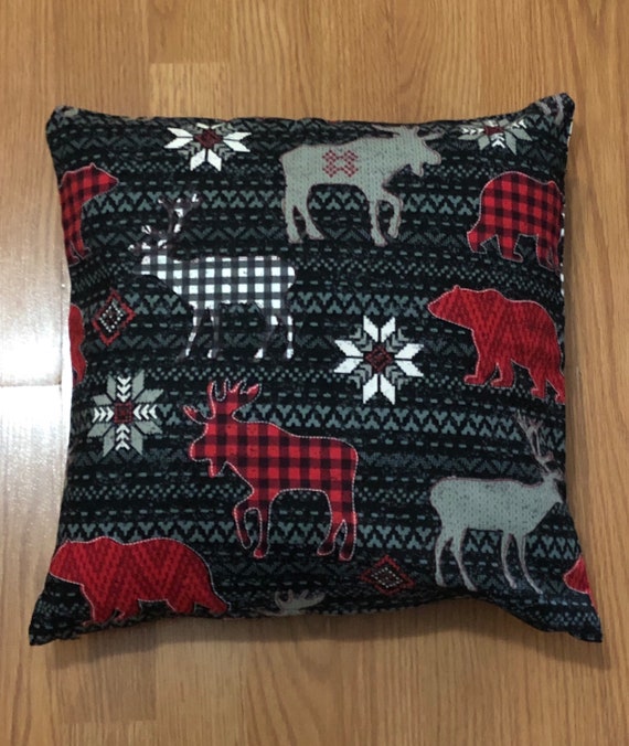 Bear, Moose & Deer Plaid Print Pillow Cover