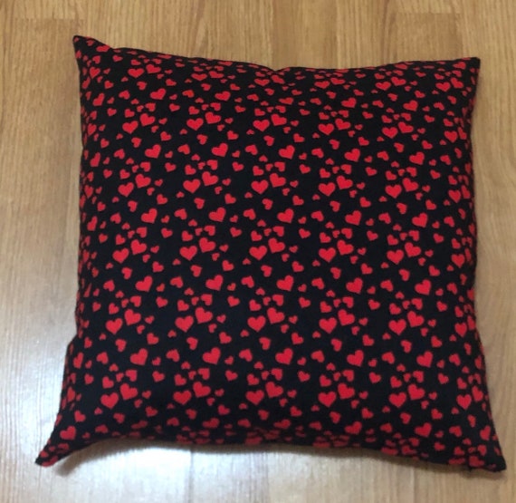 Black with Red Hearts Pillow Cover