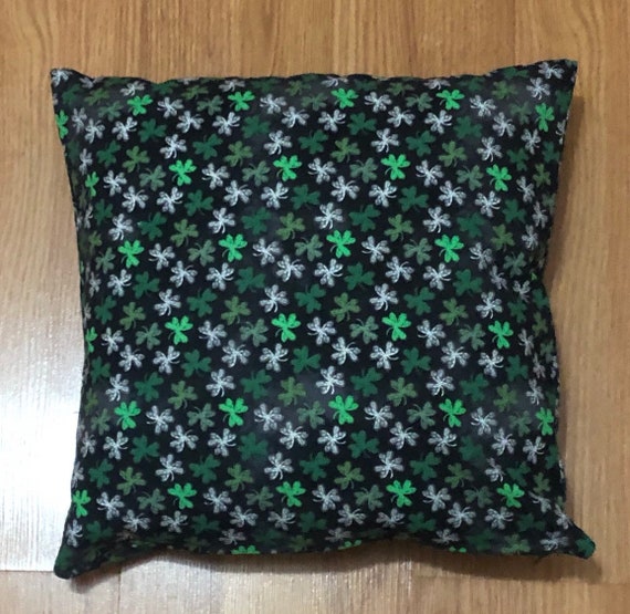 White and Green Shamrock Print Pillow Cover
