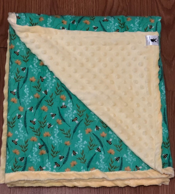 Bees Print Minky Baby Blanket