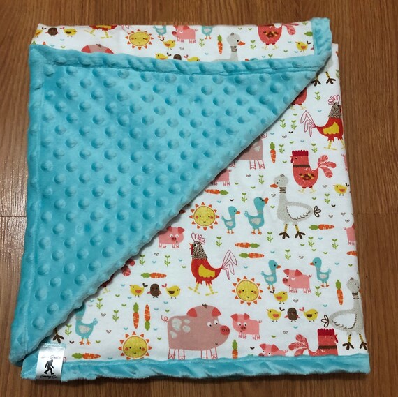Farm Animal Print Minky Baby Blanket