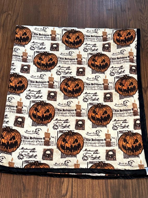 Halloween Fleece with Embossed Bat Print Minky Blanket