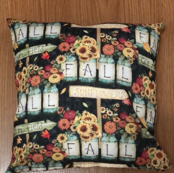 Fall Mason Jar Print Pillow Cover