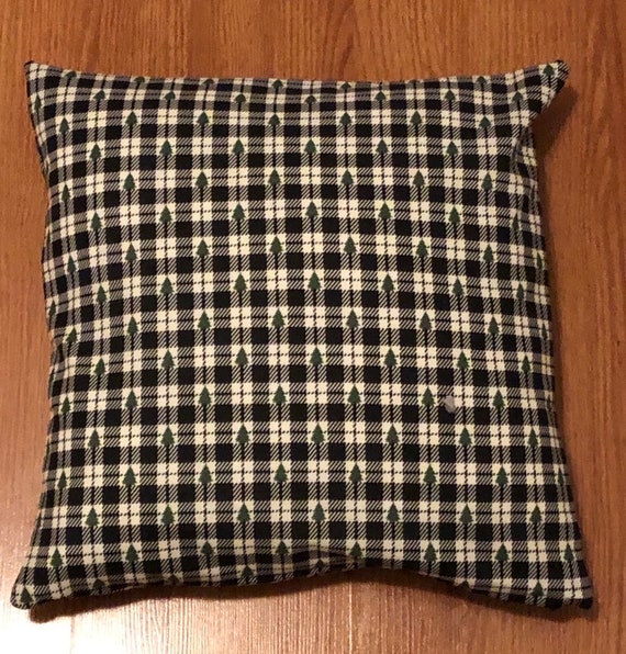Black and White Plaid with Trees Pillow Cover