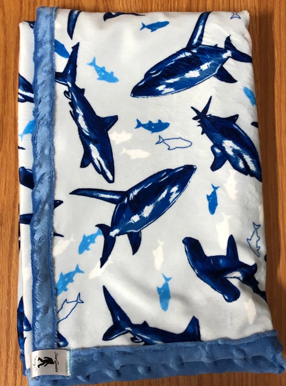 Shark Print Minky Baby Blanket