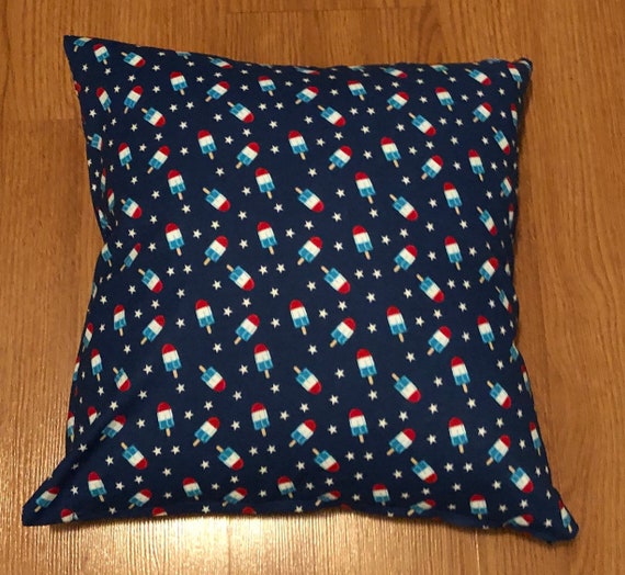 Red, White, and Blue Popsicle Print Decorative Pillow Cover