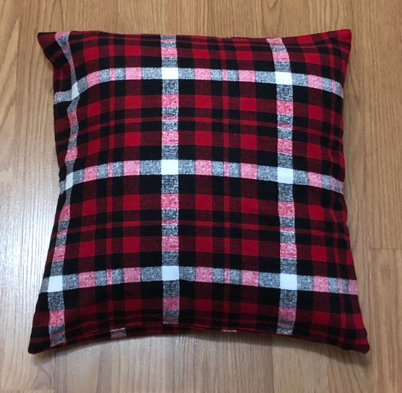 Red, black and white plaid Pillow Cover