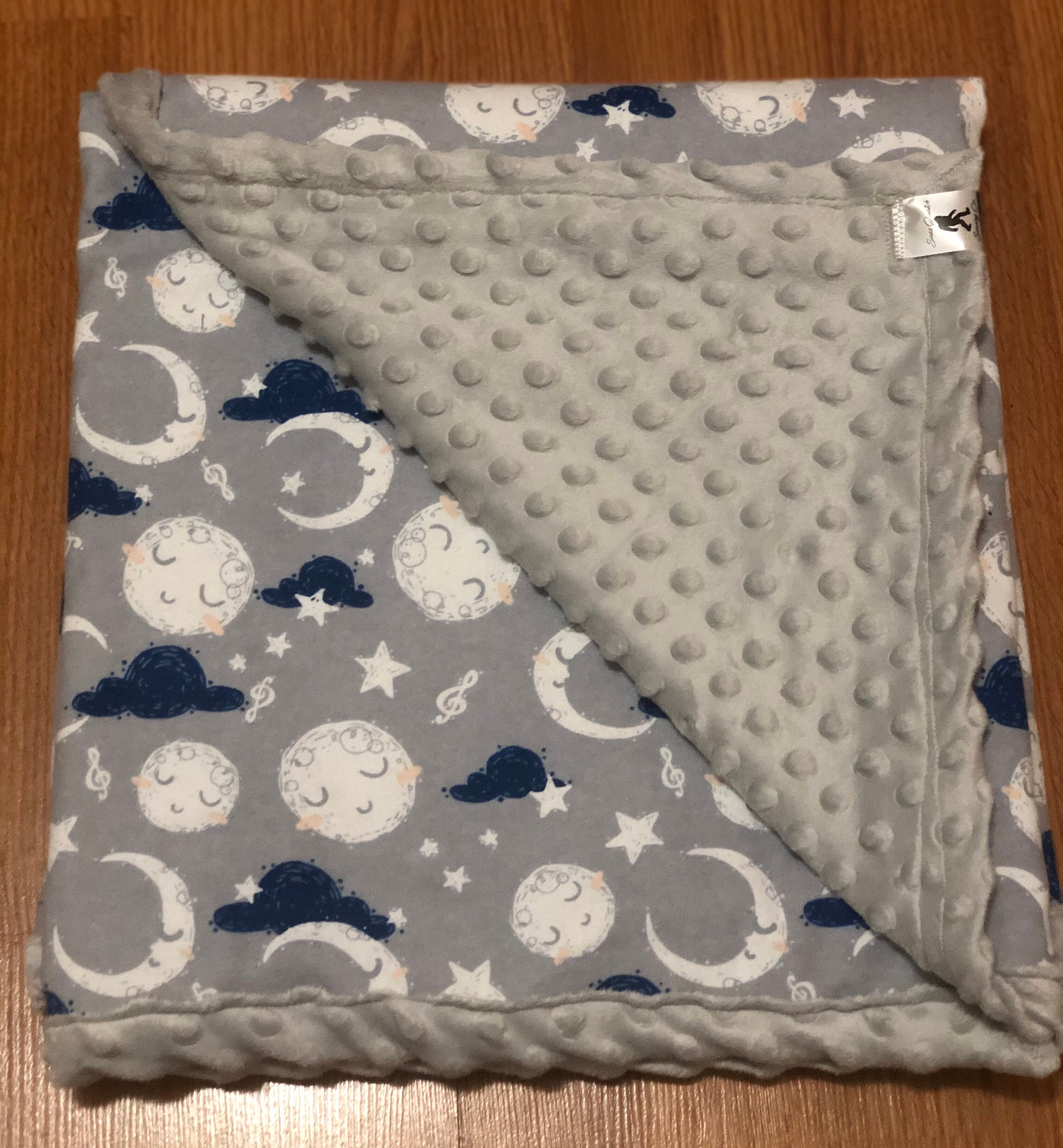 Moon Print Minky Baby Blanket