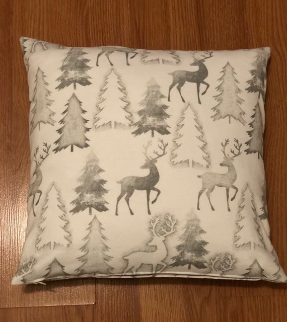 Deer and Tree Print Pillow Cover