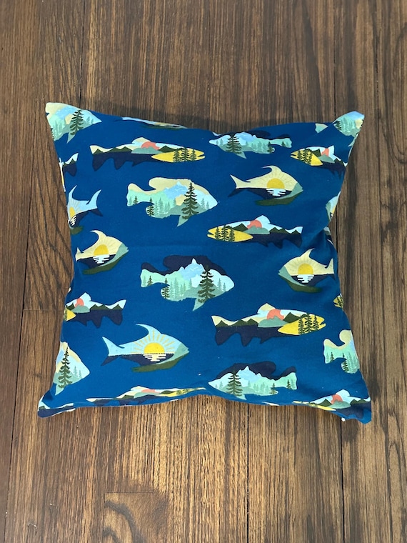 Fish Print Flannel Pillow Cover