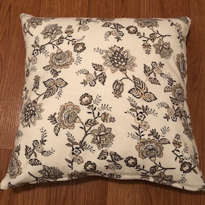 Brown and Black Floral Pillow Cover