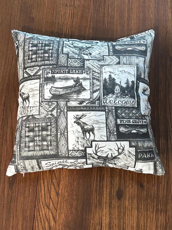 Black and White Outdoor Patch Print Flannel Pillow Cover
