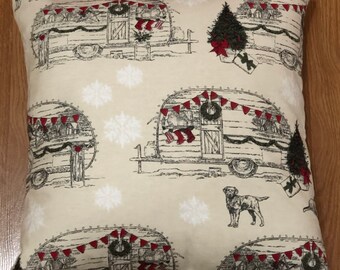 Funda de almohada con estampado de caravana navideña