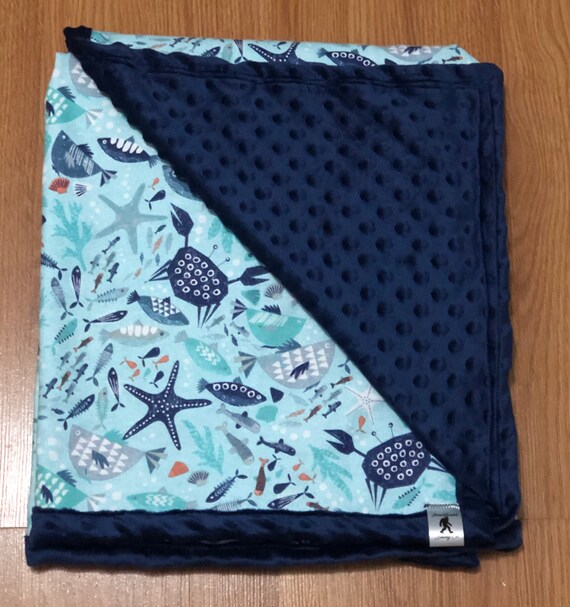 Ocean Print Minky Baby Blanket