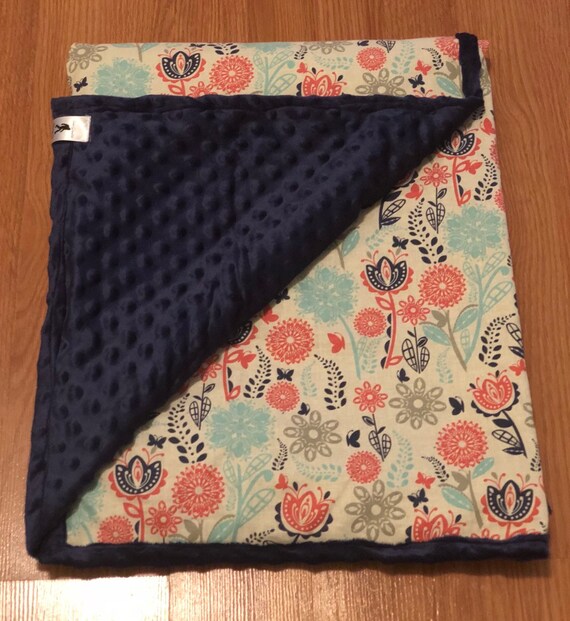 Floral Print Minky Baby Blanket