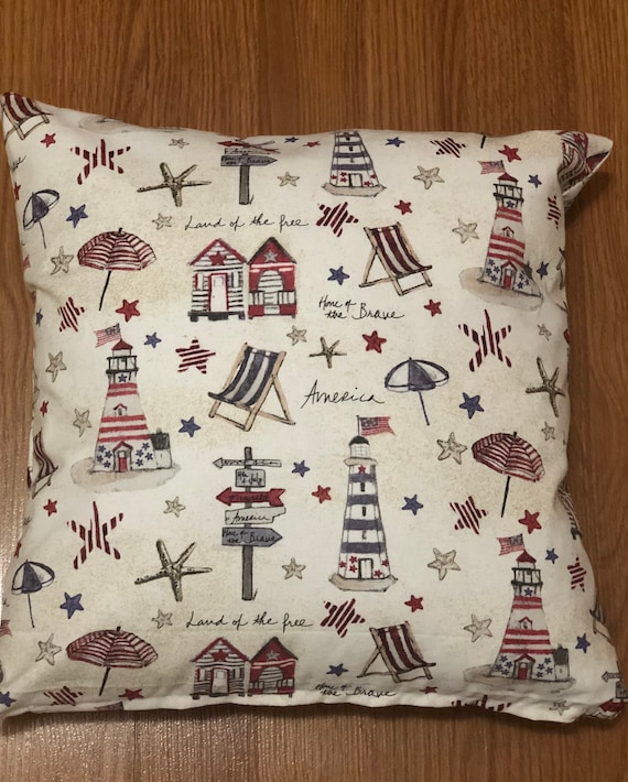 Patriotic Beach Print Decorative Pillow Cover