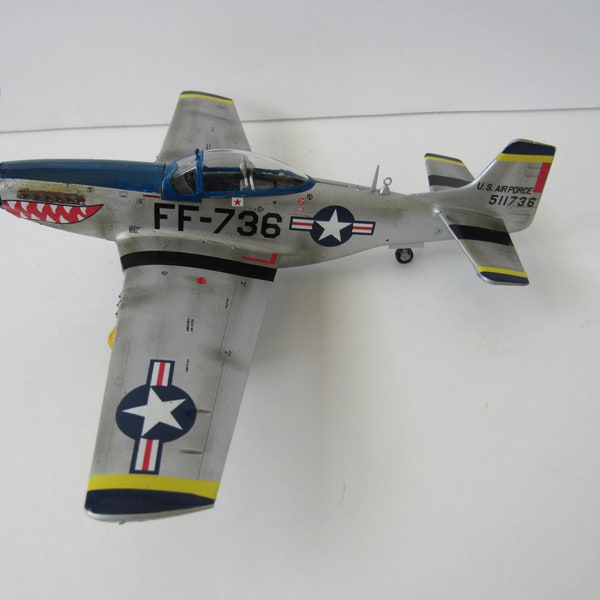 P-51D Mustang -- Plastic Model Airplane Assembled & Painted -- 1/48 Scale Desk display , shelf ornament, collectible item, office ornament